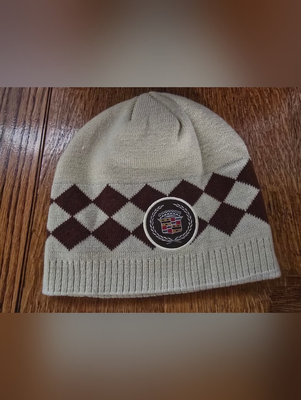 Cadillac Argyle Beanie Cream and Tan
